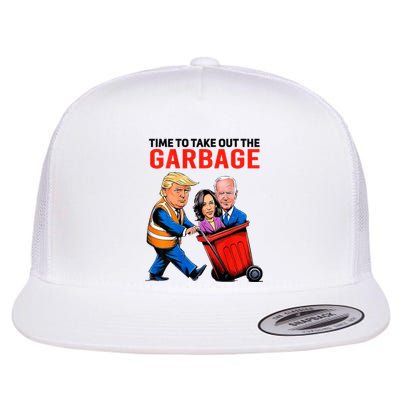 Garbage For Trump 2024 Time To Take Out Garbage Flat Bill Trucker Hat