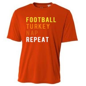 Gaming Football Turkey Nap Repeat Pumpkin  Thanksgiving Cooling Performance Crew T-Shirt