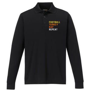 Gaming Football Turkey Nap Repeat Pumpkin  Thanksgiving Performance Long Sleeve Polo