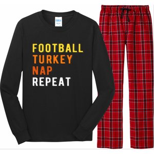 Gaming Football Turkey Nap Repeat Pumpkin  Thanksgiving Long Sleeve Pajama Set