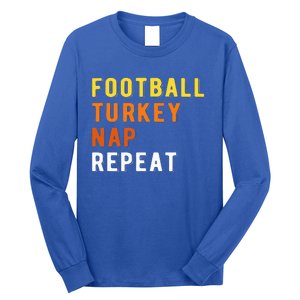 Gaming Football Turkey Nap Repeat Pumpkin  Thanksgiving Long Sleeve Shirt