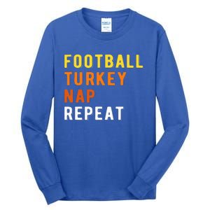 Gaming Football Turkey Nap Repeat Pumpkin  Thanksgiving Tall Long Sleeve T-Shirt