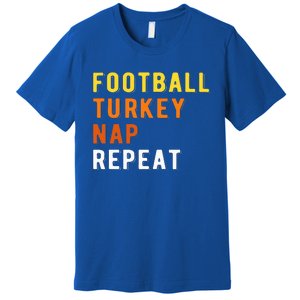 Gaming Football Turkey Nap Repeat Pumpkin  Thanksgiving Premium T-Shirt