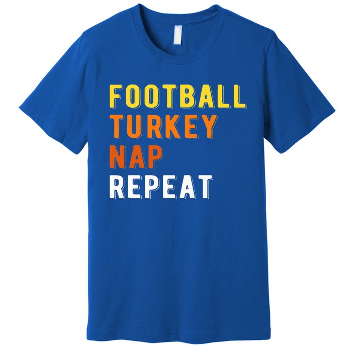 Gaming Football Turkey Nap Repeat Pumpkin  Thanksgiving Premium T-Shirt