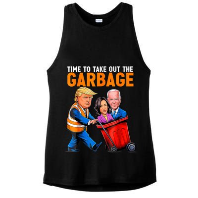 Garbage For Trump 2024 Funny Time To Take Out Garbage Biden Ladies PosiCharge Tri-Blend Wicking Tank