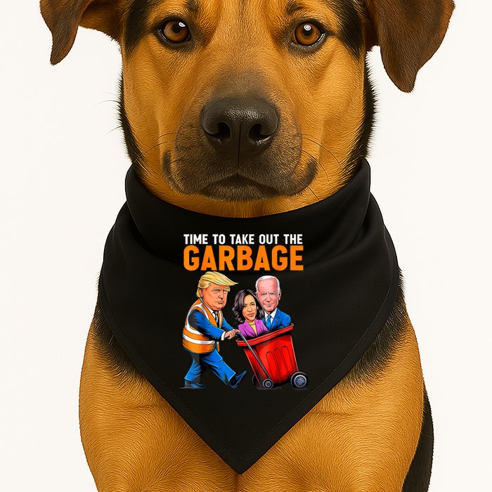 Garbage For Trump 2024 Funny Time To Take Out Garbage Biden USA-Made Doggie Bandana
