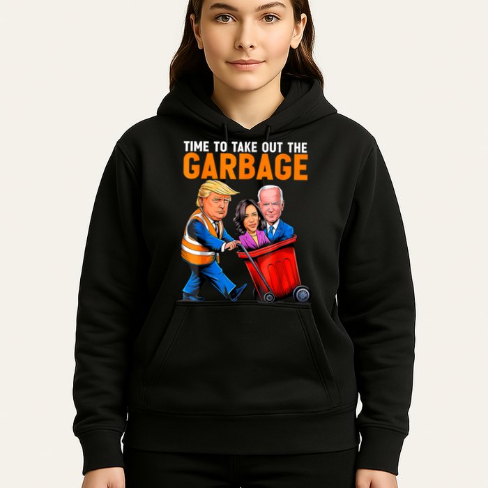 Garbage For Trump 2024 Funny Time To Take Out Garbage Biden Hoodie