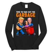 Garbage For Trump 2024 Funny Time To Take Out Garbage Biden Long Sleeve Shirt