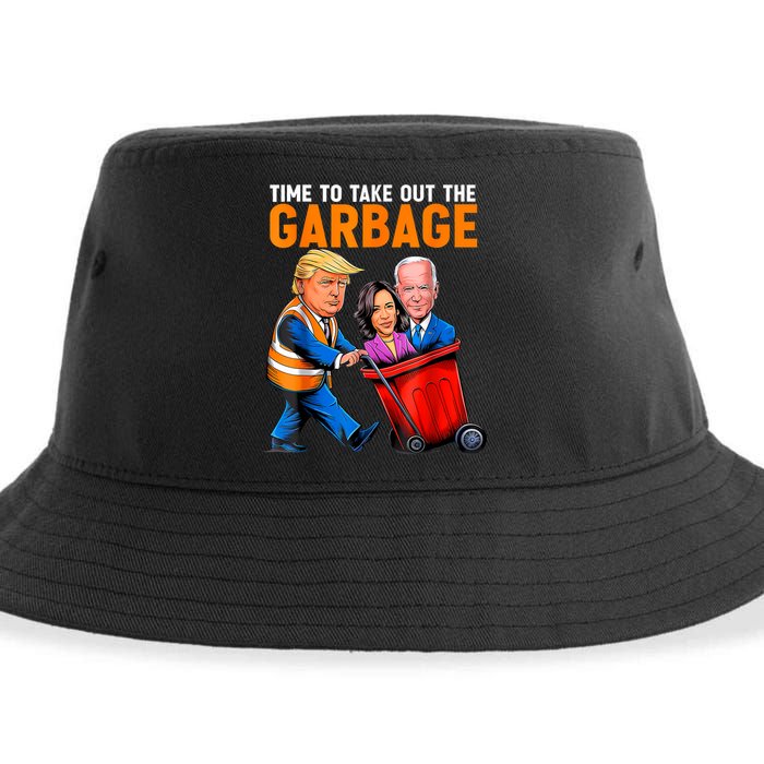Garbage For Trump 2024 Funny Time To Take Out Garbage Biden Sustainable Bucket Hat