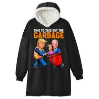 Garbage For Trump 2024 Funny Time To Take Out Garbage Biden Hooded Wearable Blanket