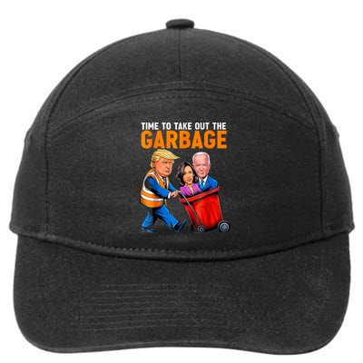 Garbage For Trump 2024 Funny Time To Take Out Garbage Biden 7-Panel Snapback Hat