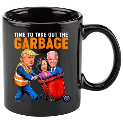 Garbage For Trump 2024 Funny Time To Take Out Garbage Biden 11oz C Handle Ceramic Mug