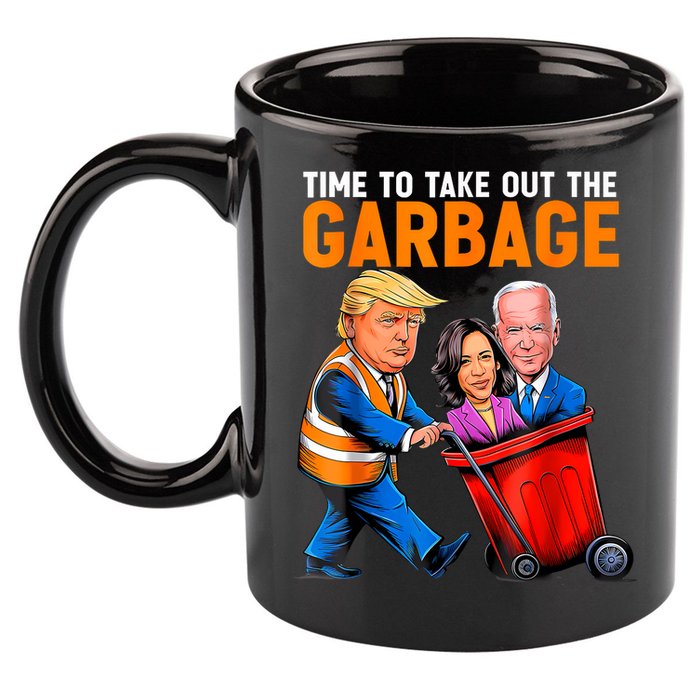 Garbage For Trump 2024 Funny Time To Take Out Garbage Biden 11oz C Handle Ceramic Mug