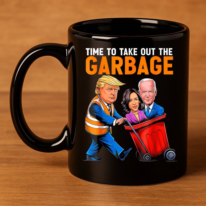 Garbage For Trump 2024 Funny Time To Take Out Garbage Biden 11oz C Handle Ceramic Mug