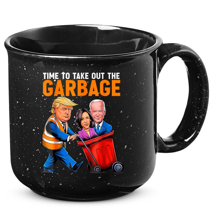 Garbage For Trump 2024 Funny Time To Take Out Garbage Biden 15oz Campfire Ceramic Mug