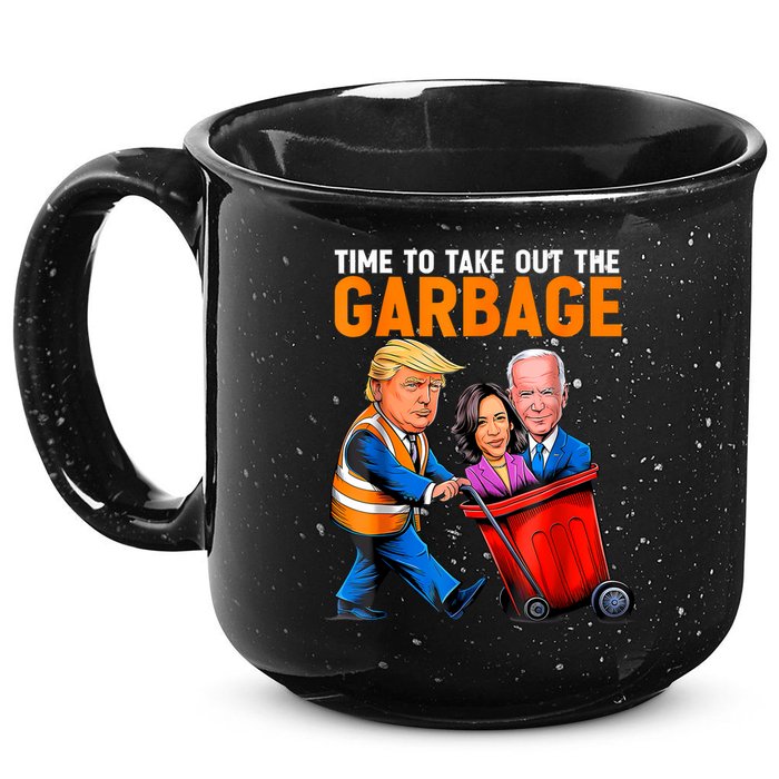 Garbage For Trump 2024 Funny Time To Take Out Garbage Biden 15oz Campfire Ceramic Mug