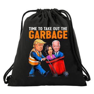 Garbage For Trump 2024 Funny Time To Take Out Garbage Biden Drawstring Bag