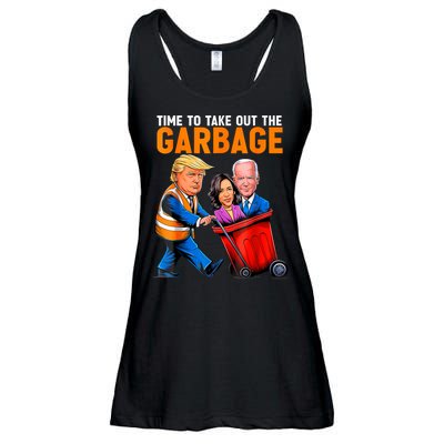 Garbage For Trump 2024 Funny Time To Take Out Garbage Biden Ladies Essential Flowy Tank