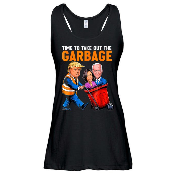 Garbage For Trump 2024 Funny Time To Take Out Garbage Biden Ladies Essential Flowy Tank