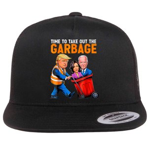 Garbage For Trump 2024 Funny Time To Take Out Garbage Biden Flat Bill Trucker Hat