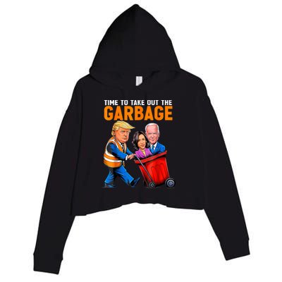 Garbage For Trump 2024 Funny Time To Take Out Garbage Biden Crop Fleece Hoodie