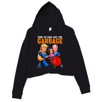 Garbage For Trump 2024 Funny Time To Take Out Garbage Biden Crop Fleece Hoodie