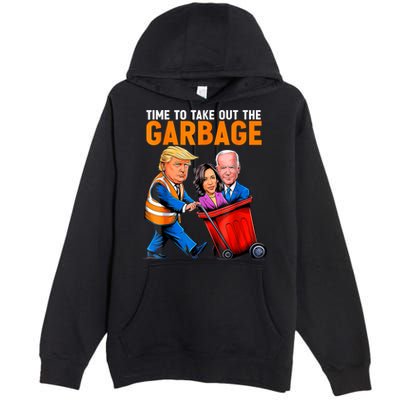 Garbage For Trump 2024 Funny Time To Take Out Garbage Biden Premium Pullover Hoodie