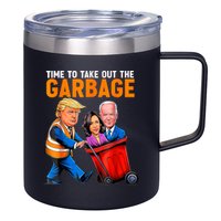 Garbage For Trump 2024 Funny Time To Take Out Garbage Biden 12oz Stainless Steel Coffee Mug