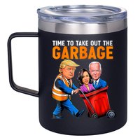 Garbage For Trump 2024 Funny Time To Take Out Garbage Biden 12oz Stainless Steel Coffee Mug