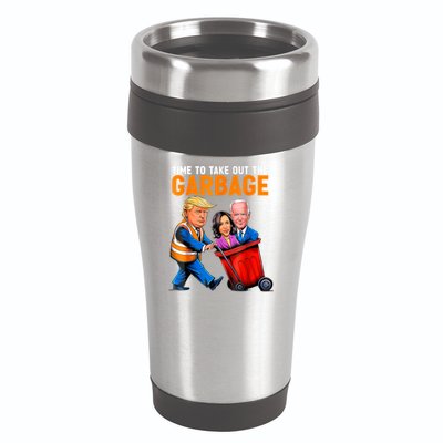 Garbage For Trump 2024 Funny Time To Take Out Garbage Biden 16oz Travel Tumbler