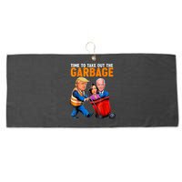 Garbage For Trump 2024 Funny Time To Take Out Garbage Biden Large Microfiber Waffle Golf Towel