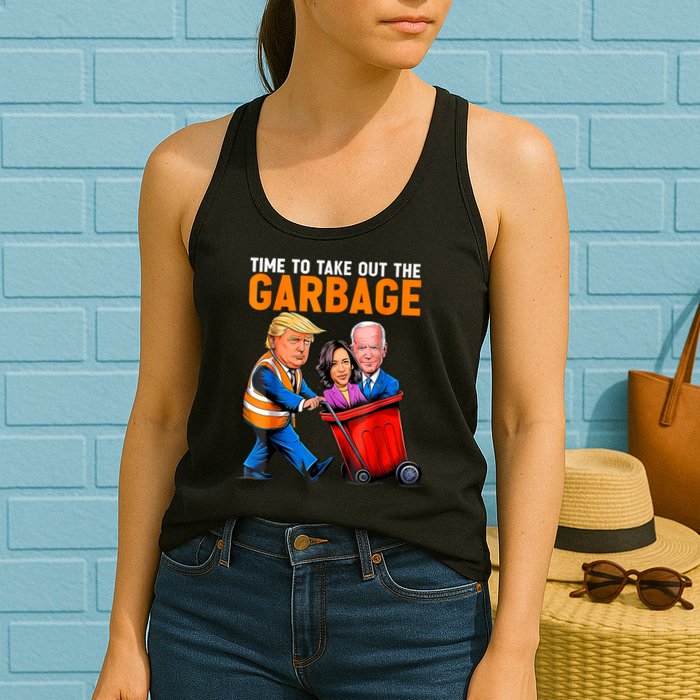 Garbage For Trump 2024 Funny Time To Take Out Garbage Biden Womens Tank Top