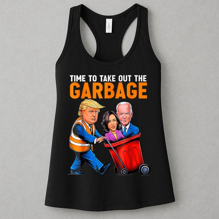 Garbage For Trump 2024 Funny Time To Take Out Garbage Biden Womens Tank Top
