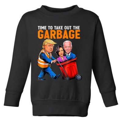 Garbage For Trump 2024 Funny Time To Take Out Garbage Biden Toddler Sweatshirt