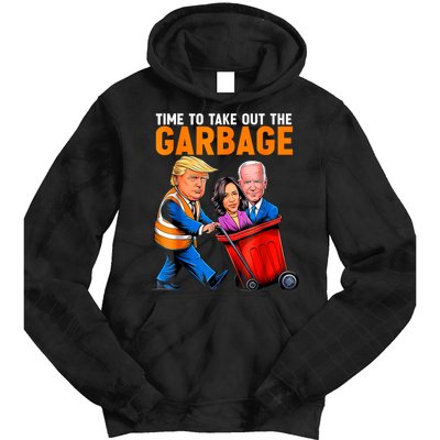 Garbage For Trump 2024 Funny Time To Take Out Garbage Biden Tie Dye Hoodie