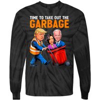 Garbage For Trump 2024 Funny Time To Take Out Garbage Biden Tie-Dye Long Sleeve Shirt