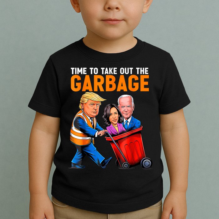 Garbage For Trump 2024 Funny Time To Take Out Garbage Biden Toddler T-Shirt