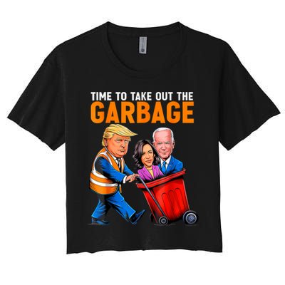 Garbage For Trump 2024 Funny Time To Take Out Garbage Biden Crop Top