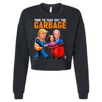 Garbage For Trump 2024 Funny Time To Take Out Garbage Biden Cropped Pullover Crew
