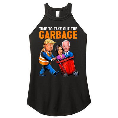 Garbage For Trump 2024 Funny Time To Take Out Garbage Biden Women's Perfect Tri Rocker Tank