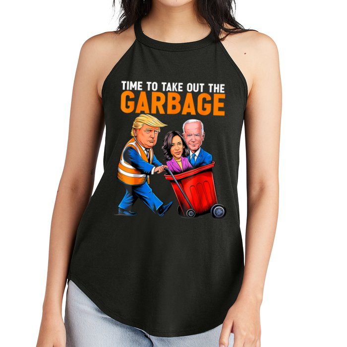 Garbage For Trump 2024 Funny Time To Take Out Garbage Biden Women's Perfect Tri Rocker Tank