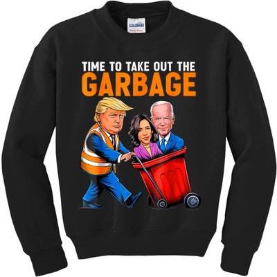 Garbage For Trump 2024 Funny Time To Take Out Garbage Biden Kids Sweatshirt