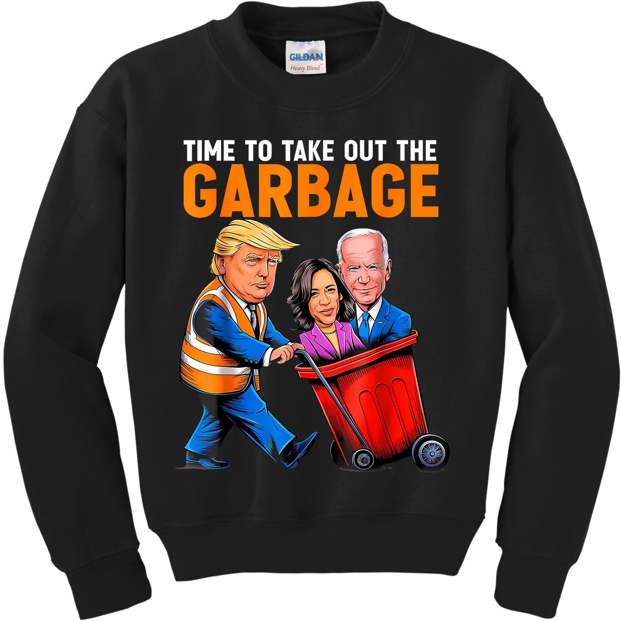Garbage For Trump 2024 Funny Time To Take Out Garbage Biden Kids Sweatshirt