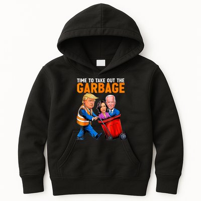 Garbage For Trump 2024 Funny Time To Take Out Garbage Biden Kids Hoodie