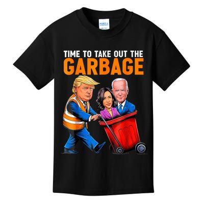 Garbage For Trump 2024 Funny Time To Take Out Garbage Biden Kids T-Shirt