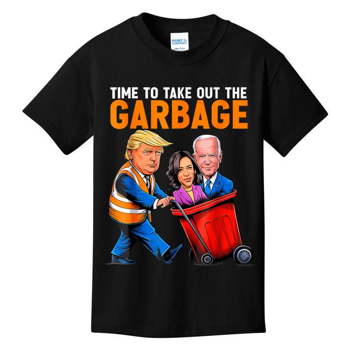 Garbage For Trump 2024 Funny Time To Take Out Garbage Biden Kids T-Shirt