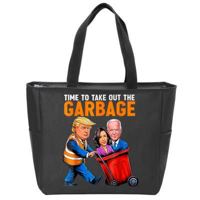 Garbage For Trump 2024 Funny Time To Take Out Garbage Biden Zip Tote Bag