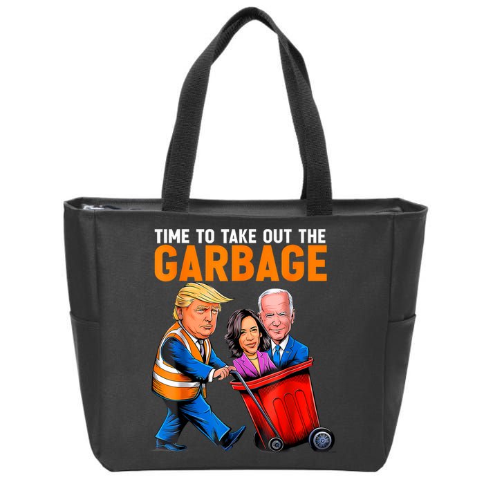 Garbage For Trump 2024 Funny Time To Take Out Garbage Biden Zip Tote Bag