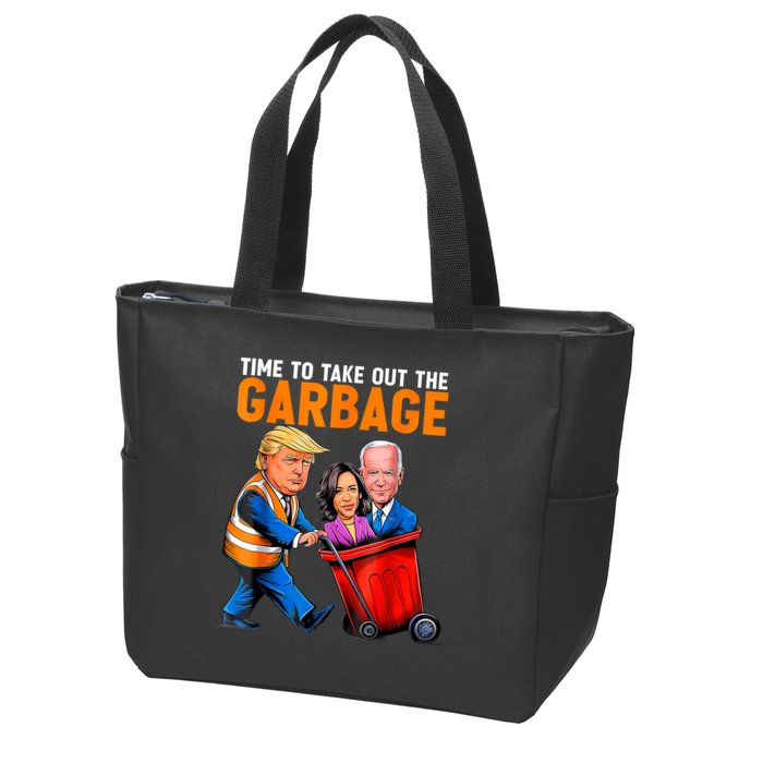Garbage For Trump 2024 Funny Time To Take Out Garbage Biden Zip Tote Bag