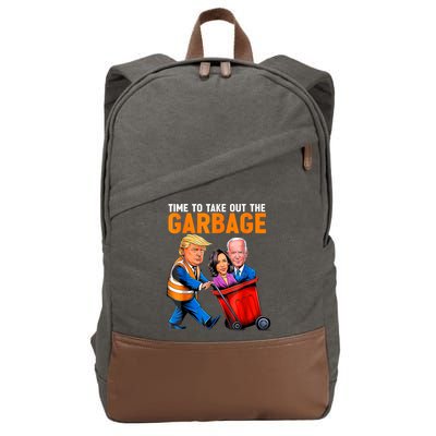 Garbage For Trump 2024 Funny Time To Take Out Garbage Biden Cotton Canvas Backpack